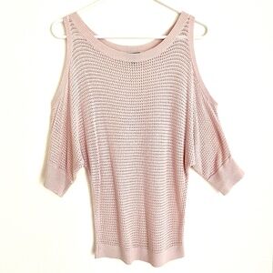 Women's Express Light Pink Cold Shoulder Mesh Cotton Top Size XS-M